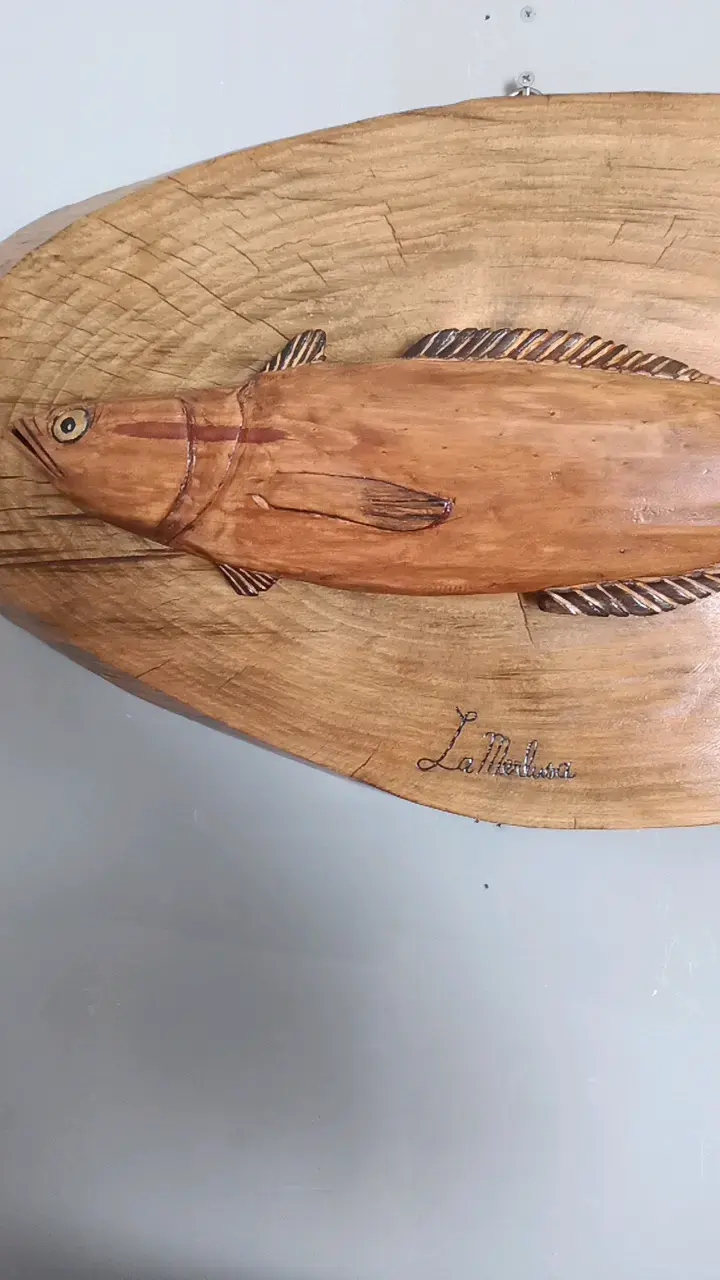 Escultura de pez tallado en madera - 3