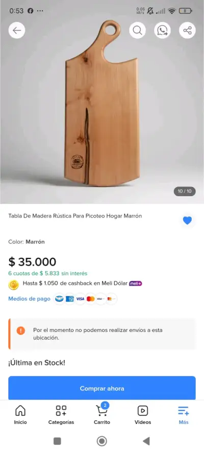 Tabla de madera rústica para picoteo marrón - miniatura 3