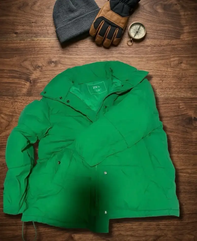 Chaqueta acolchada verde para mujer Zara - 4