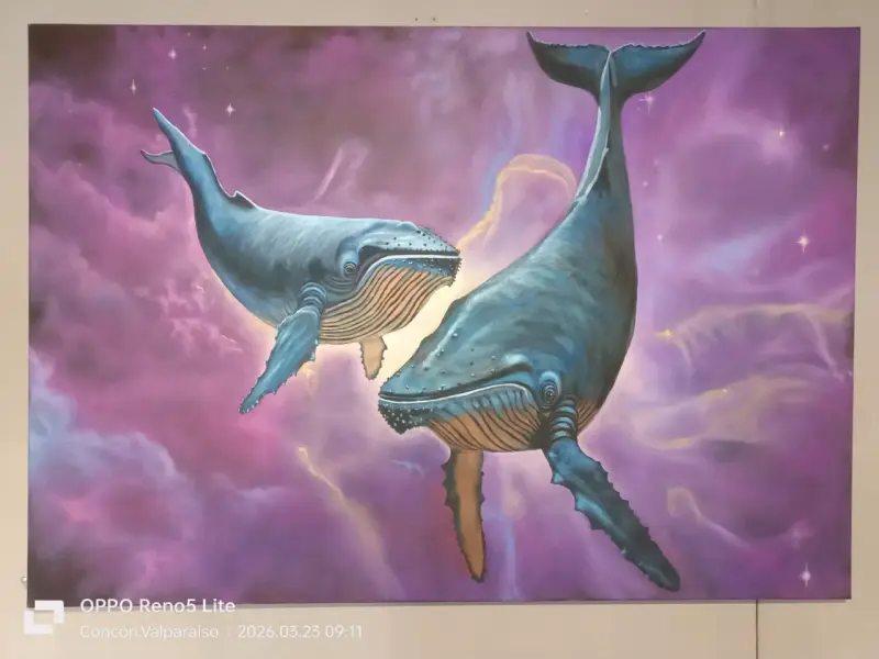 Cuadro de ballenas en el espacio - 3