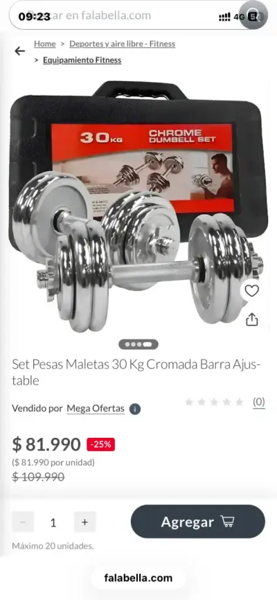 Set de Pesas Cromadas 30 Kg - miniatura 1