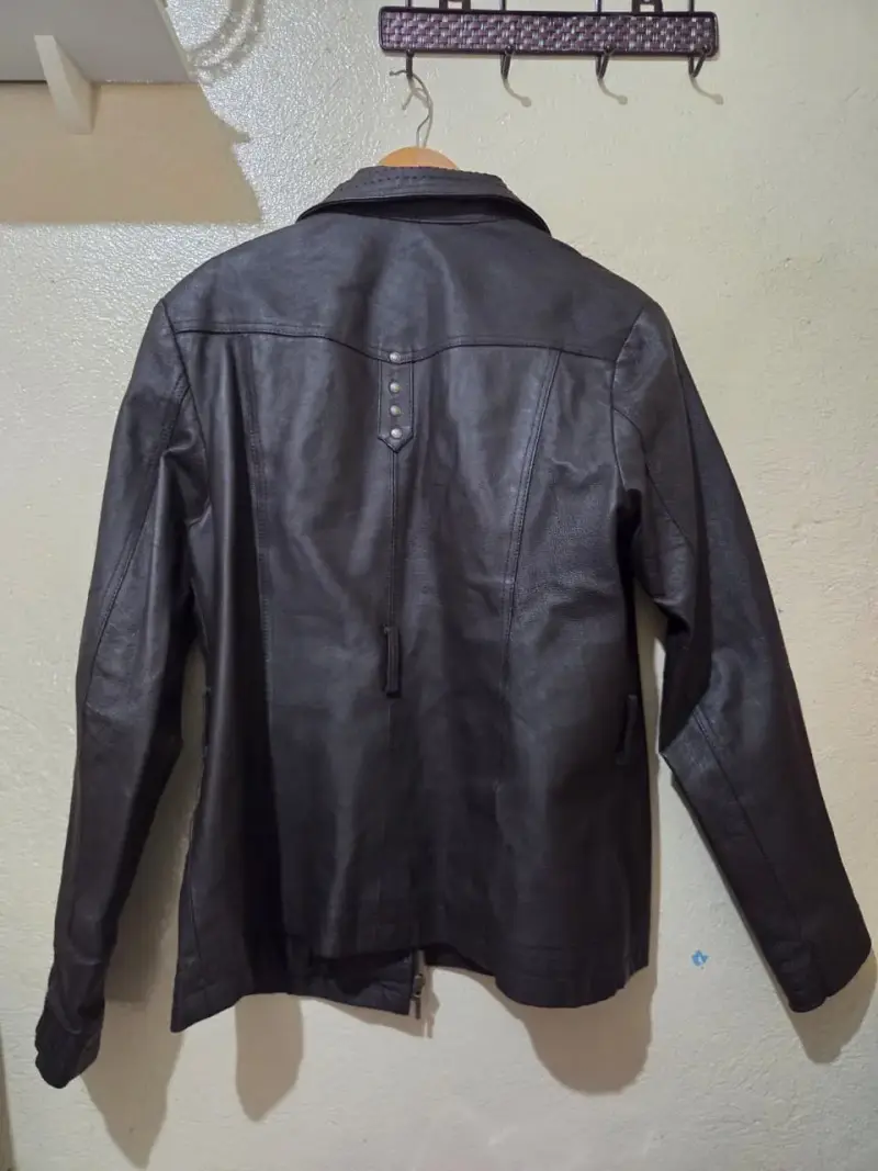 Chaqueta de cuero natural negra para mujer - 3
