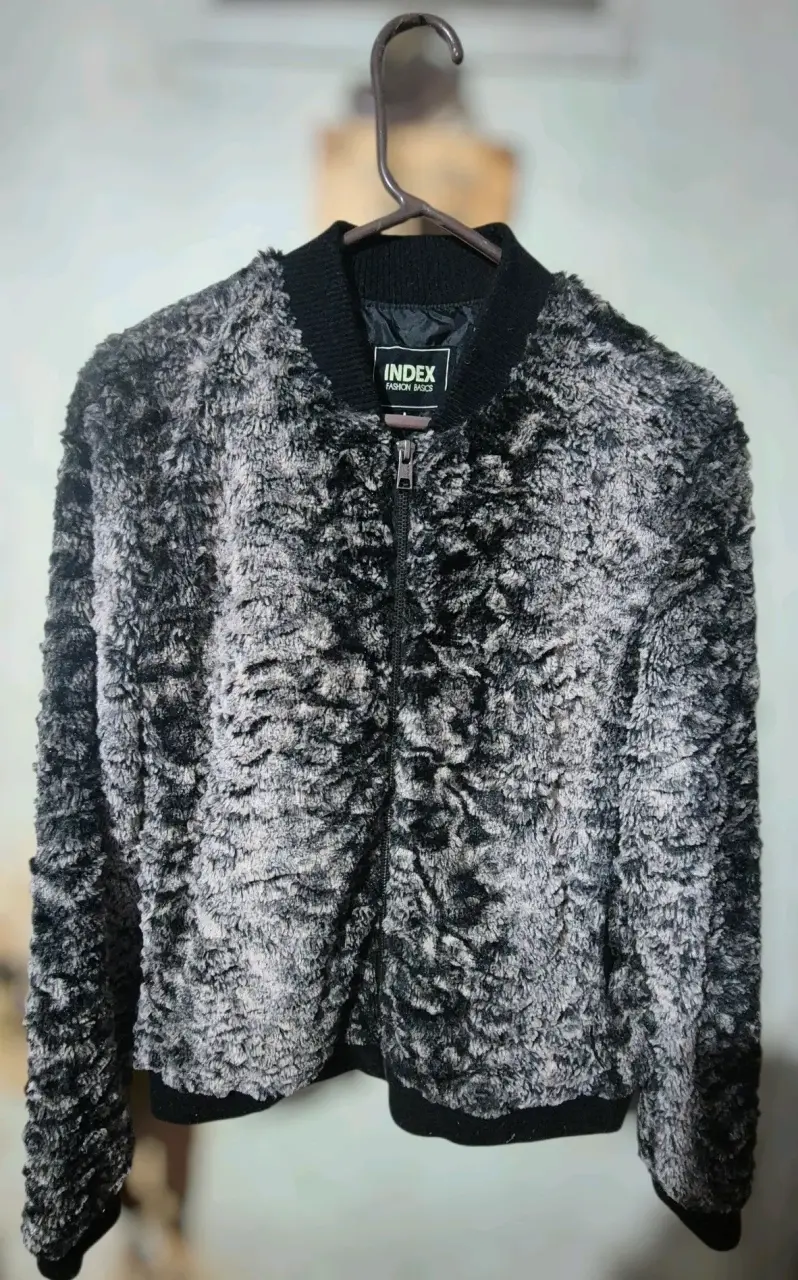 Chaqueta de felpa gris para mujer Index