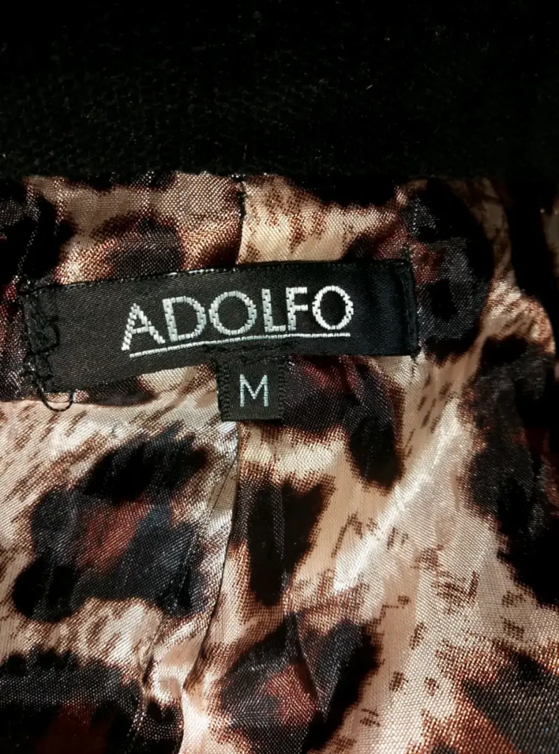 Abrigo negro de mujer con cinturón Adolfo - 2