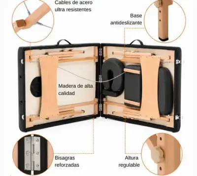 Camilla de Masaje Plegable Negra con Soporte - miniatura 3