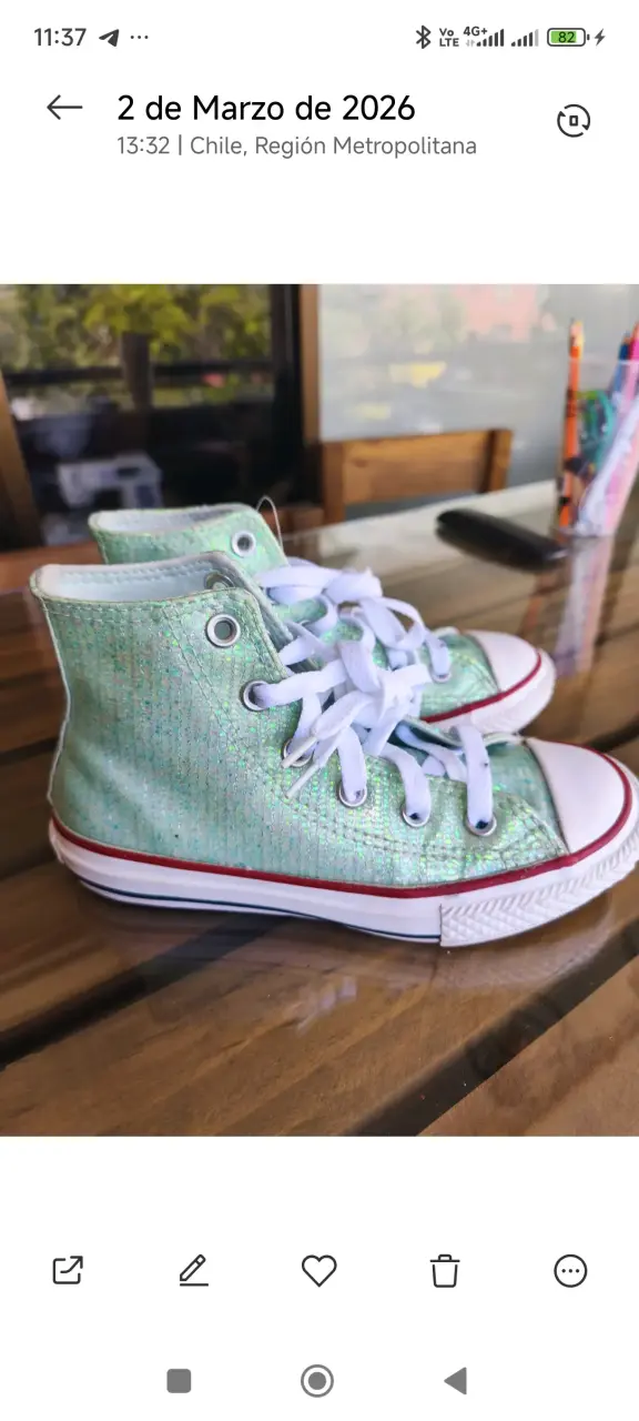 Zapatillas altas verdes con diseño brillante - 2