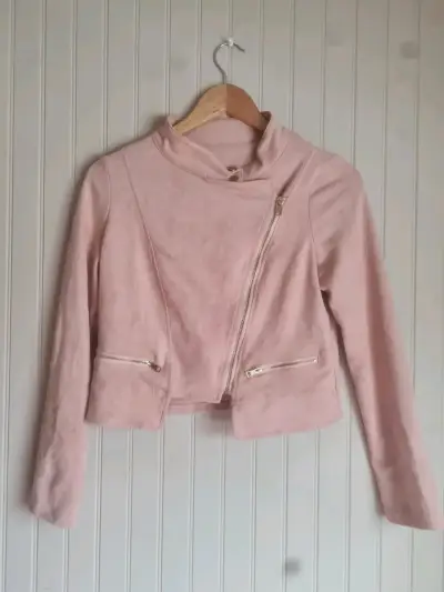 Chaqueta de gamuza rosa para mujer - miniatura 1