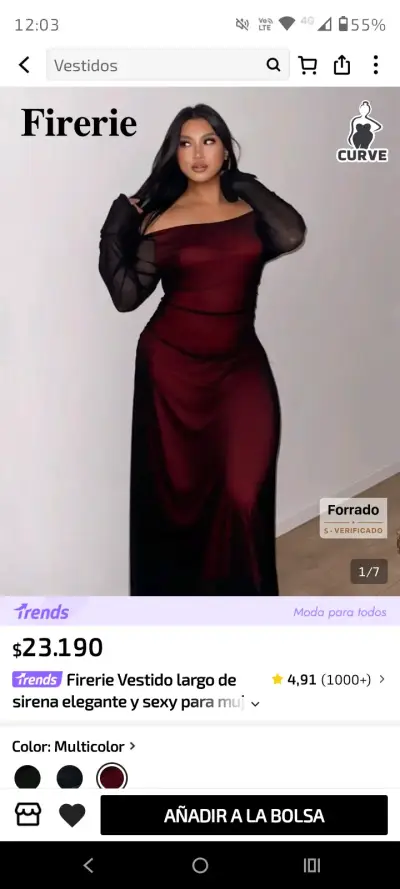 Vestido largo de sirena elegante Firerie - miniatura 1