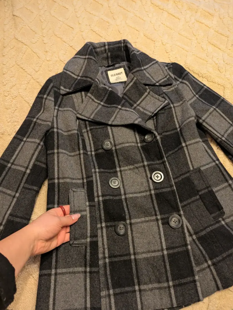 Abrigo de lana a cuadros Talla S - 2