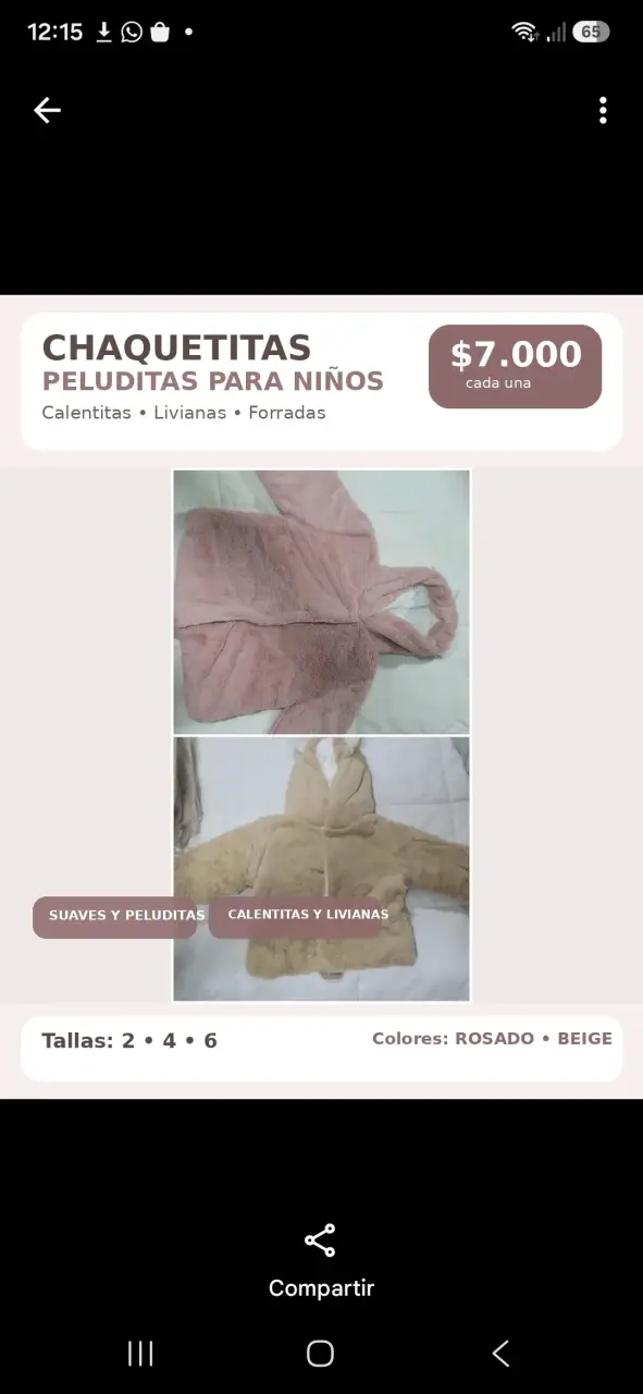 Chaquetas Peluditas para Niños Rosado y Beige