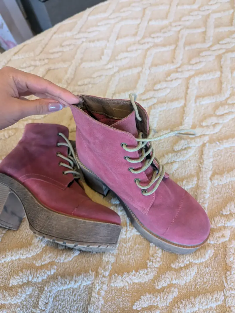 Botines de gamuza rosados con plataforma talla 36 - 2