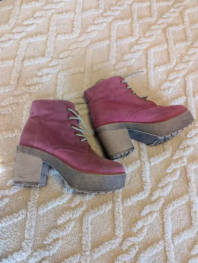 Botines de gamuza rosados con plataforma talla 36 - miniatura 3
