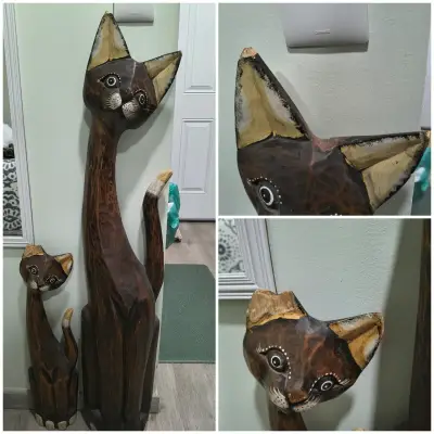 Esculturas de Gatos de Madera Tallada - miniatura 1