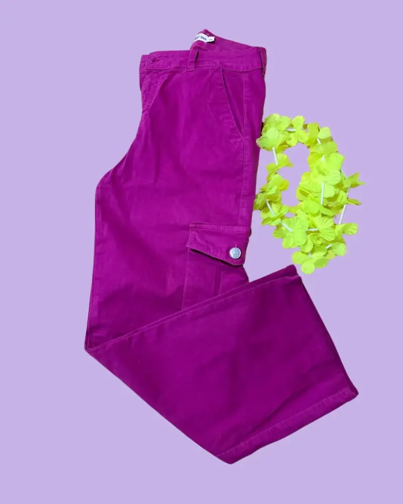 Pantalones fucsia cargo para mujer - 1