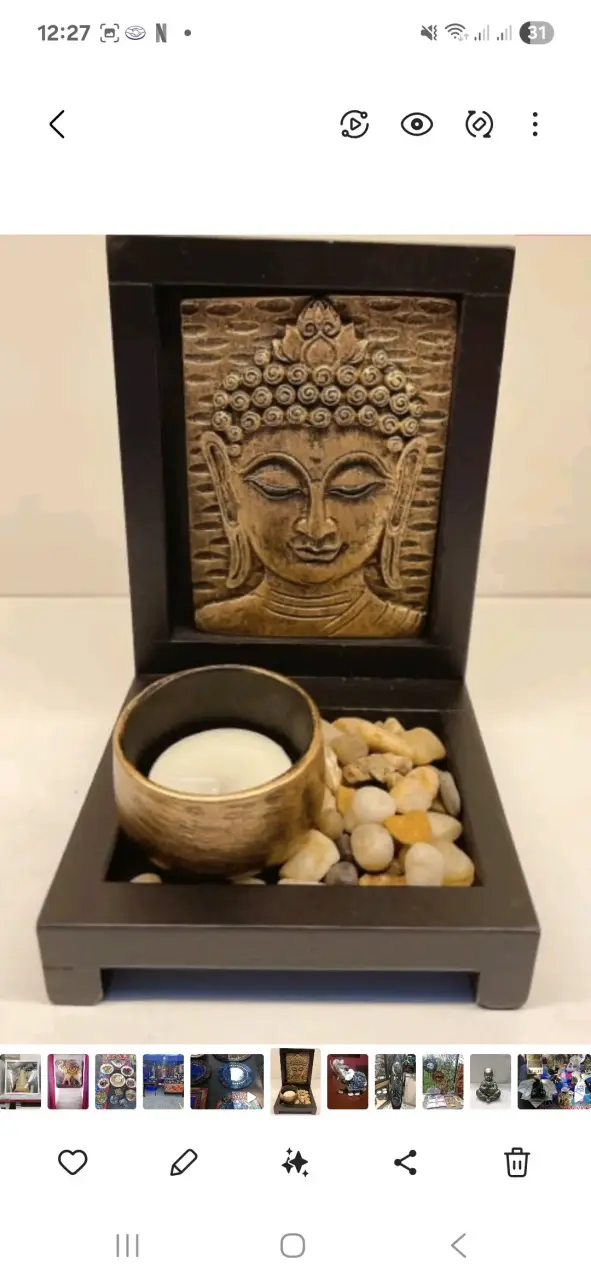 Portavelas decorativo con diseño de Buda - 2