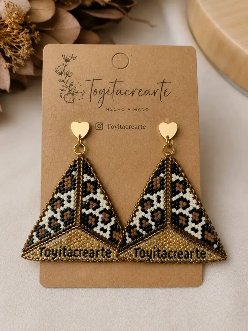 Aros Triangulares Artesanales Tejidos Miyuki - 1
