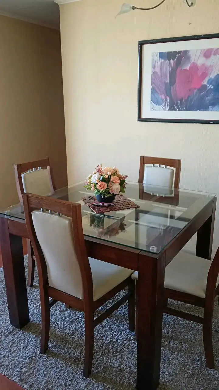 Juego de Comedor de Madera con Vidrio para 4 Personas - 2