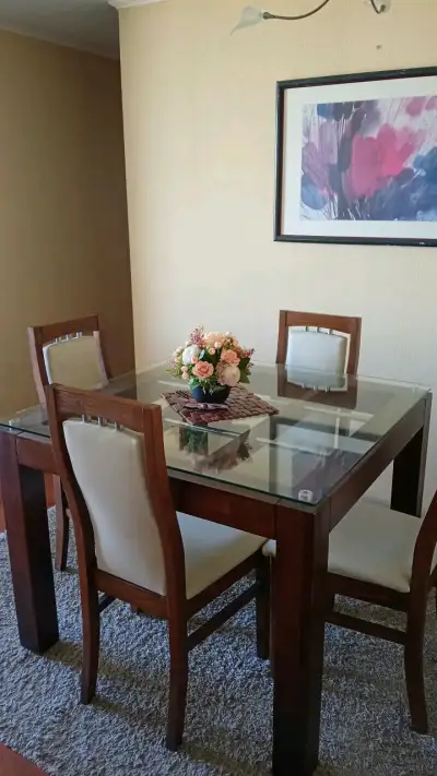 Juego de Comedor de Madera con Vidrio para 4 Personas - miniatura 2