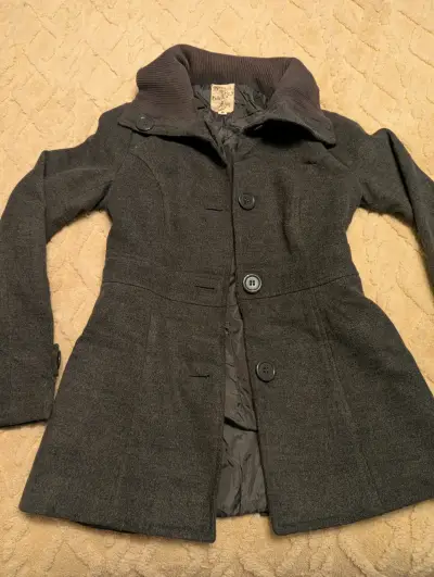 Abrigo de lana gris con cuello alto XS - miniatura 1