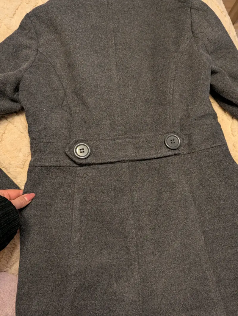 Abrigo de lana gris con cuello alto XS - 4