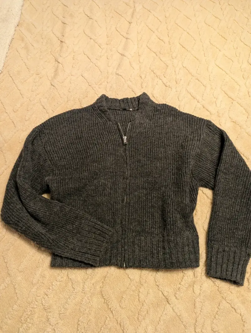 Chaleco de Lana Gris con Cierre S