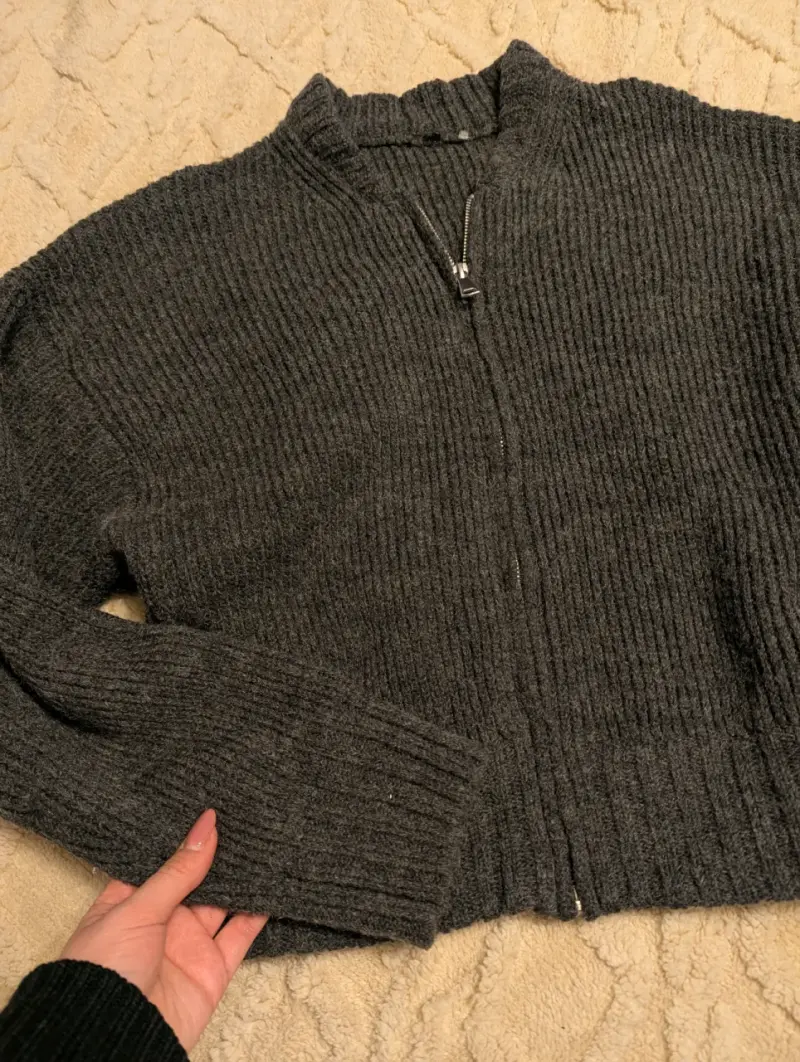 Chaleco de Lana Gris con Cierre S - 2