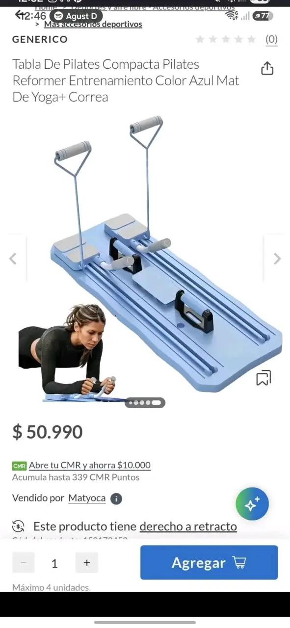 Tabla de Pilates Compacta Azul con Correa - 2