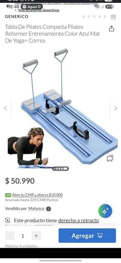 Tabla de Pilates Compacta Azul con Correa - miniatura 2