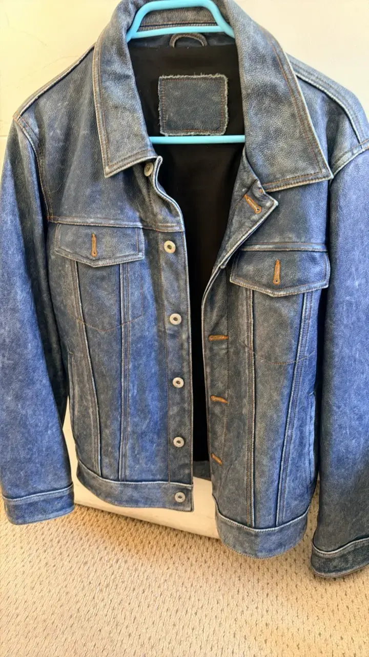 Chaqueta de cuero tip mezclilla azul unixes - 1