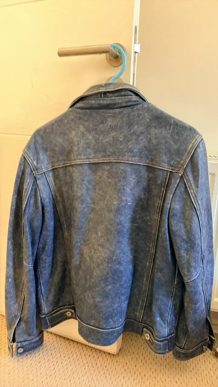 Chaqueta de cuero tip mezclilla azul unixes - 2