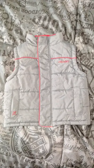 Parka sin mangas gris para bebé - miniatura 1
