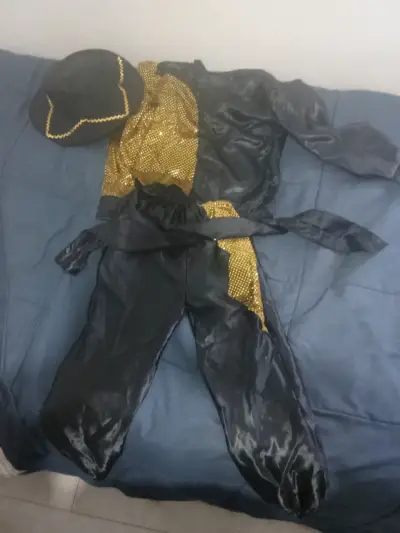 Traje caporal niño  negro y dorado con sombrero - miniatura 1