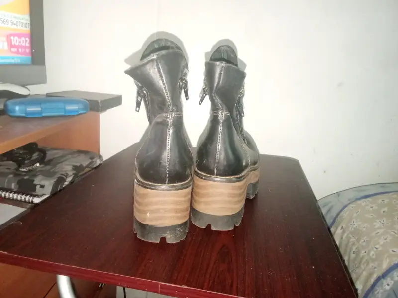 Botines de cuero negro con plataforma - 3