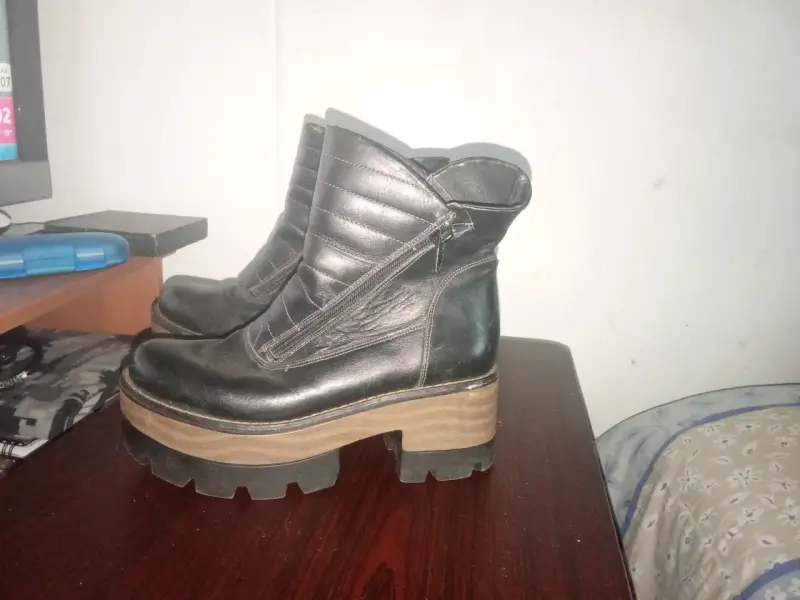 Botines de cuero negro con plataforma - 6