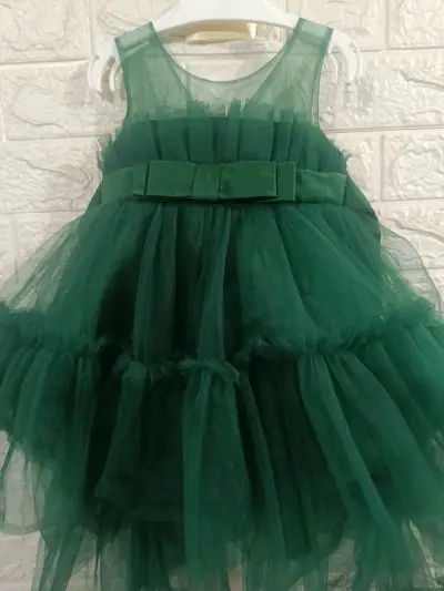 Vestido de fiesta verde para niña 12-18M - miniatura 2