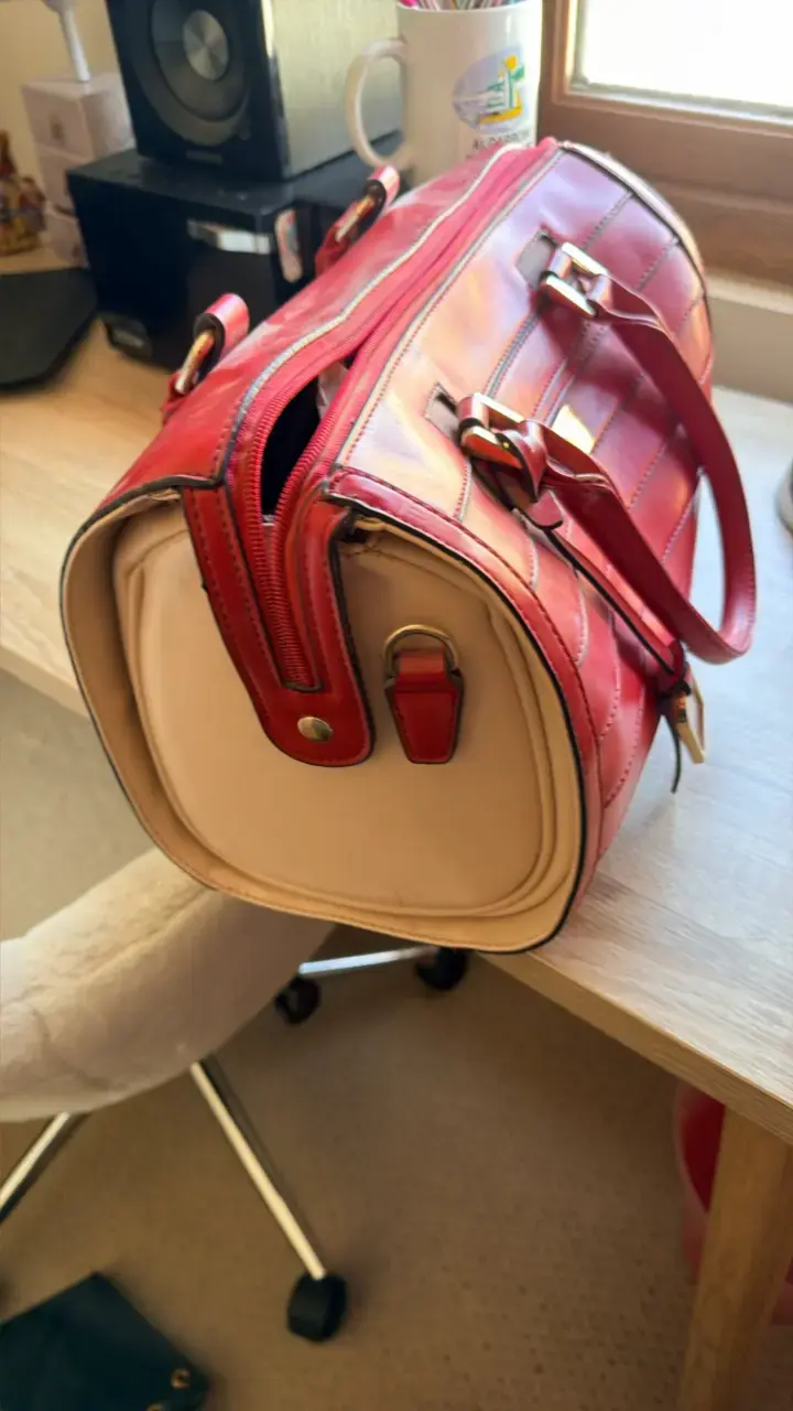 Bolso de mano rojo elegante con detalles dorados - 2