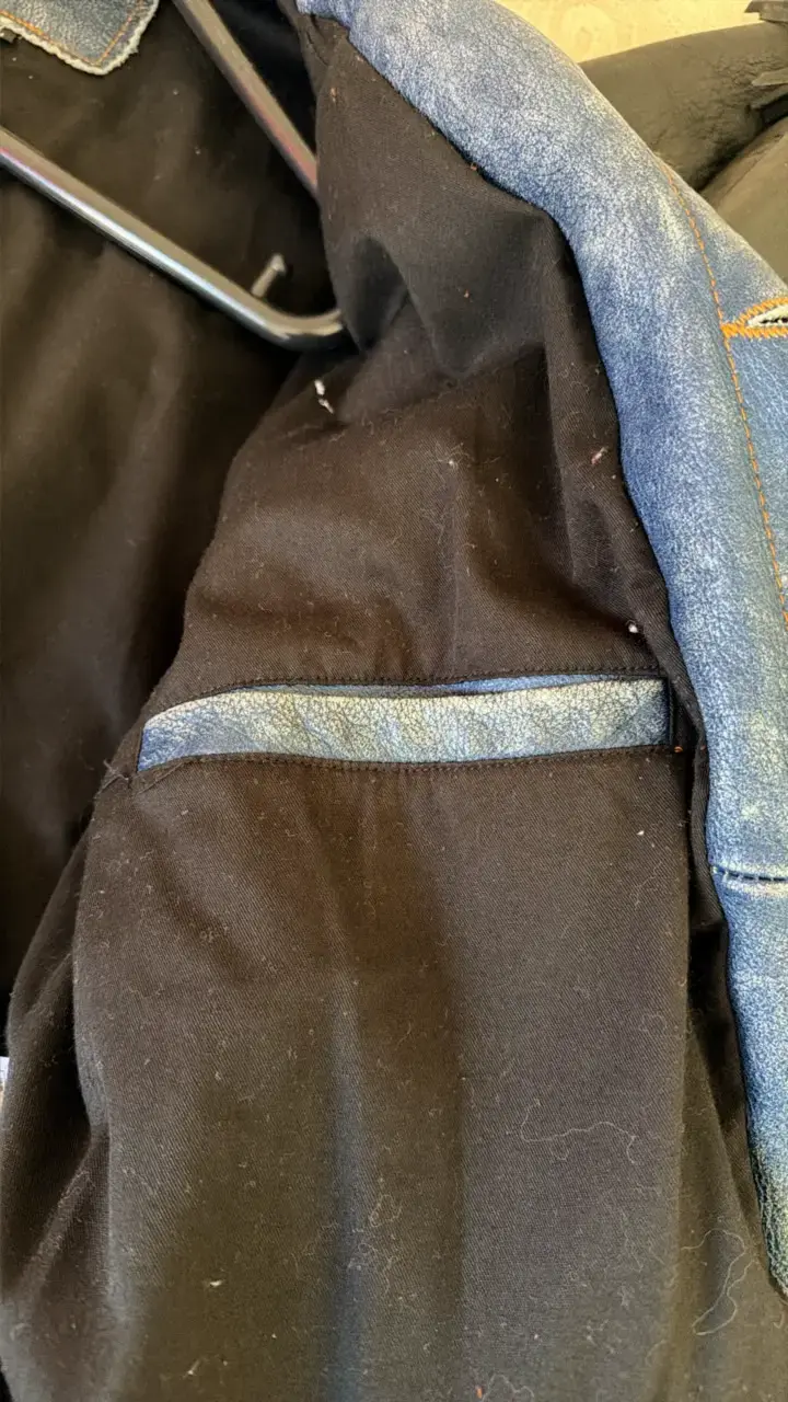 Chaqueta de cuero parece mezclilla azul unisex - 4