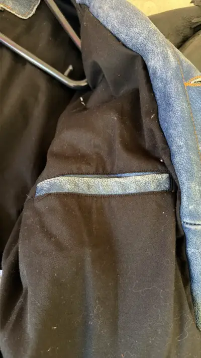 Chaqueta de cuero parece mezclilla azul unisex - miniatura 4