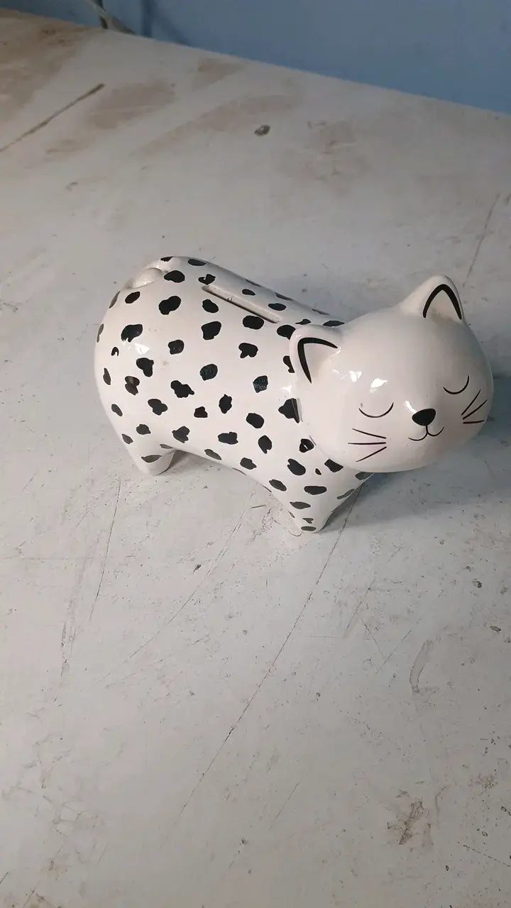 Alcancía de cerámica con diseño de gato
