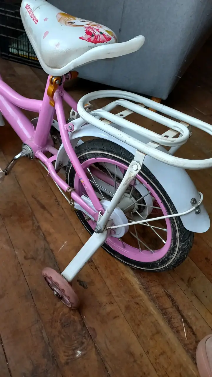 Bicicleta infantil rosa con ruedas de entrenamient - 4