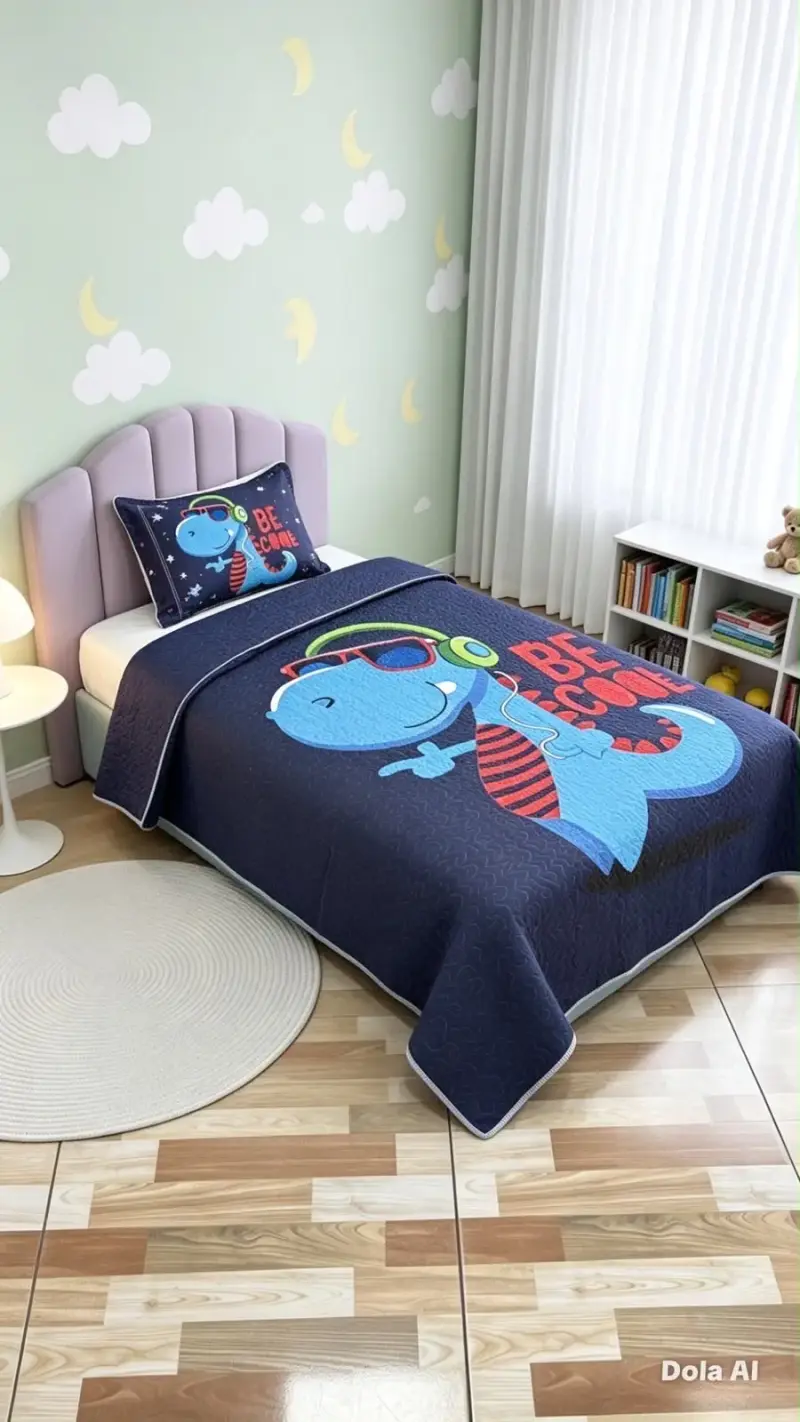 Set de Ropa de Cama Infantil con Diseño de Dinosaurios - 1