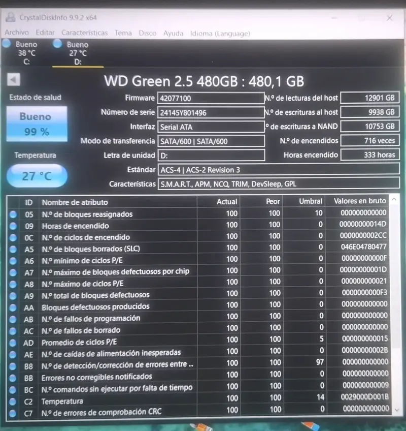 Disco SSD WD Green 480GB SATA 2.5 pulgadas - 3