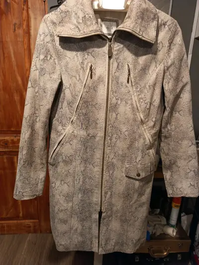 Chaqueta PRUNE 100% cuero larga animal. Print. - miniatura 1