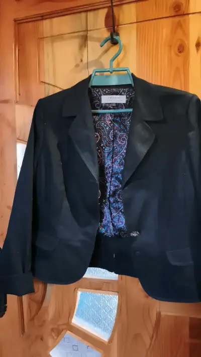 Blazer azúl para mujer Tahari con forro estampado - miniatura 1