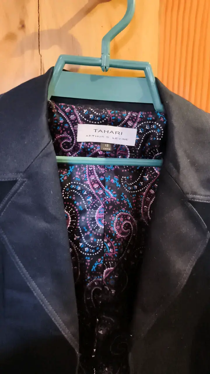 Blazer azúl para mujer Tahari con forro estampado - 2