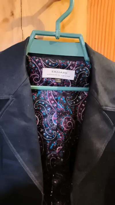 Blazer azúl para mujer Tahari con forro estampado - miniatura 2