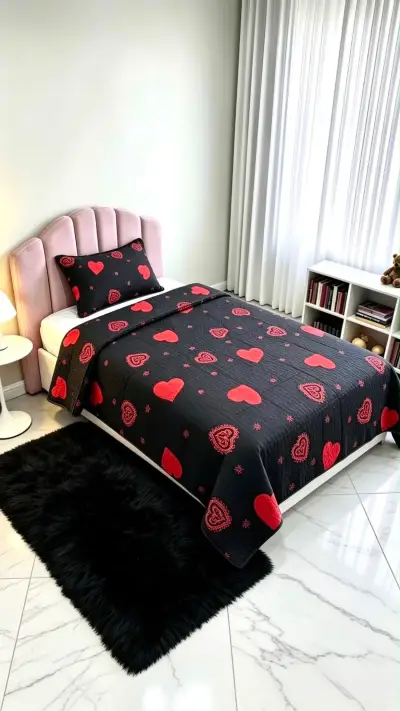 Juego de Cama 1,5 Plaza, con Diseño de Corazones - miniatura 4