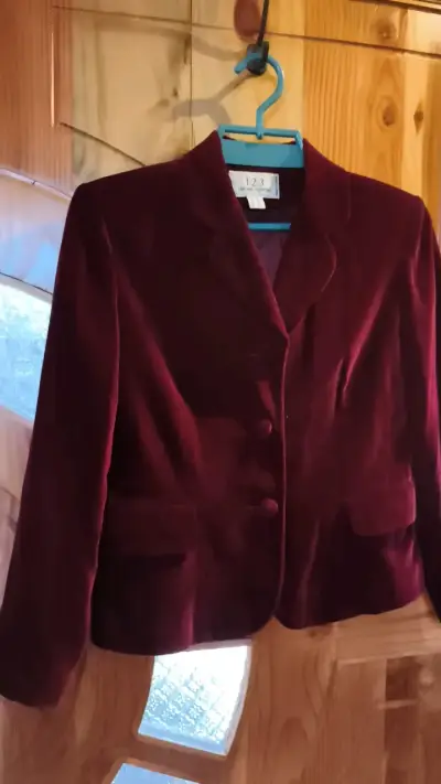 Blazer de terciopelo rojo italiano para mujer - miniatura 1