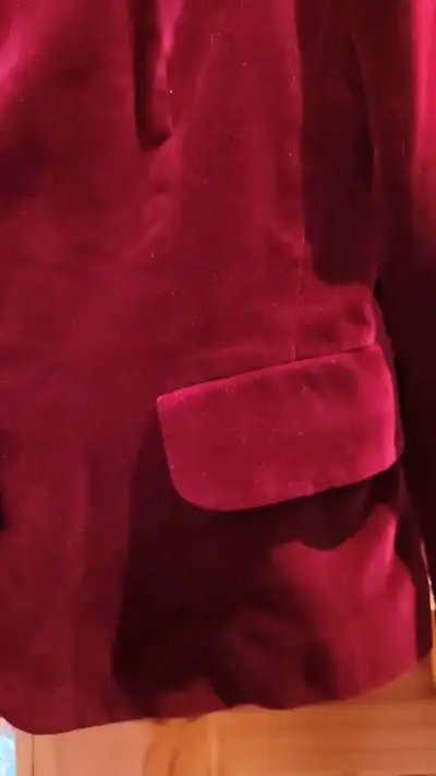 Blazer de terciopelo rojo italiano para mujer - miniatura 3
