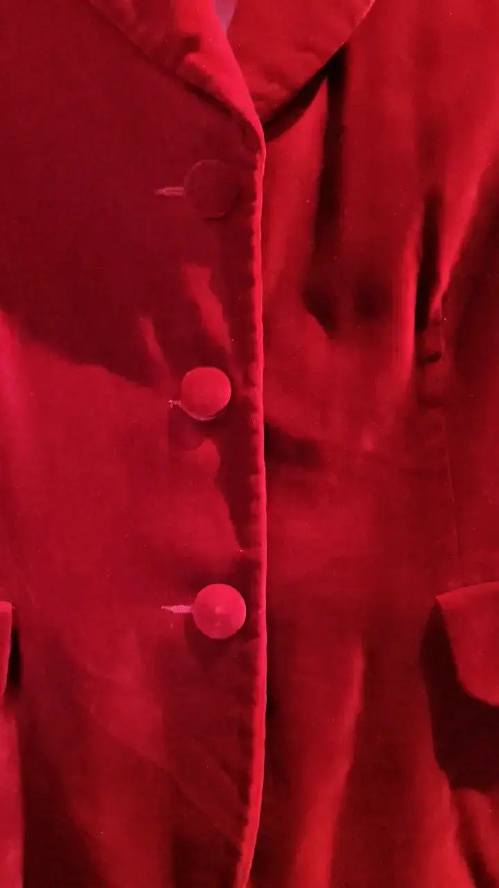 Blazer de terciopelo rojo italiano para mujer - 5